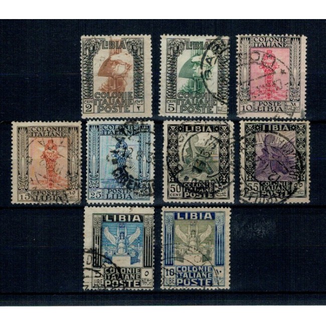 Libia Italiana 1921 - Uzuale, antichități, serie stampilata incompleta Libia Italiana 1921 - Uzuale, antichități, serie stampilata incompleta