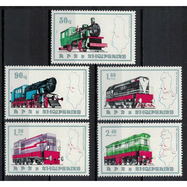 Albania 1989 - Cai ferate, trenuri, transport, serie neuzata Albania 1989 - Cai ferate, trenuri, transport, serie neuzata