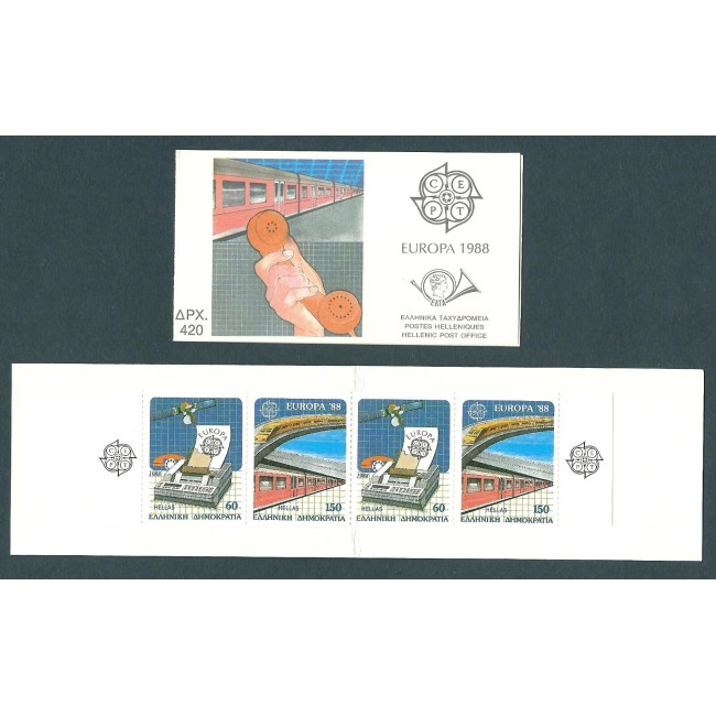 Grecia 1988 - Europa, CEPT, tren, serie in carnet filatelic neuzat Grecia 1988 - Europa, CEPT, tren, serie in carnet filatelic neuzat
