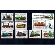 Zaire 1980 - Locomotive, cai ferate, serie si colita neuzata