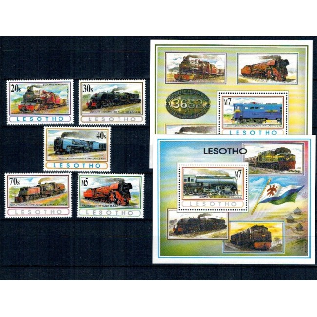 Lesotho 1993 - Locomotive, cai ferate, trenuri, serie incompleta si colite neuzate Lesotho 1993 - Locomotive, cai ferate, trenuri, serie incompleta si colite neuzate