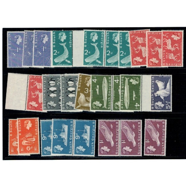 South Georgia 1963/1970 - Uzuale, fauna, lot neuzat, cu dubluri South Georgia 1963/1970 - Uzuale, fauna, lot neuzat, cu dubluri