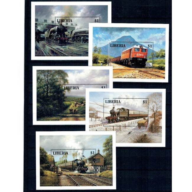 Liberia 1994 - Locomotive, trenuri, lot 5 colite neuzate Liberia 1994 - Locomotive, trenuri, lot 5 colite neuzate