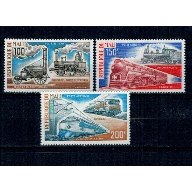 Mali 1973 - Locomotive, cai ferate, trenuri, serie neuzata Mali 1973 - Locomotive, cai ferate, trenuri, serie neuzata