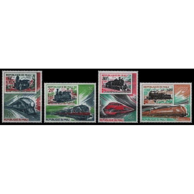 Mali 1980 - Locomotive, timbru pe timbru, serie neuzata Mali 1980 - Locomotive, timbru pe timbru, serie neuzata