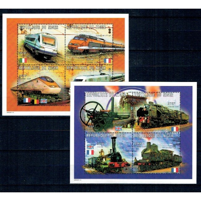 Niger 1997 - Locomotive, trenuri, cai ferate, blocuri neuzate