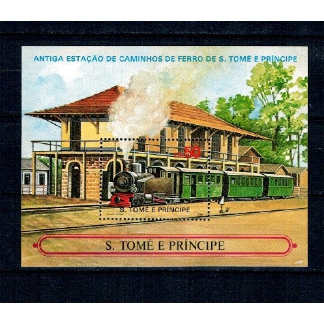 Sao Tome 1986 - Locomotive, colita neuzata Sao Tome 1986 - Locomotive, colita neuzata