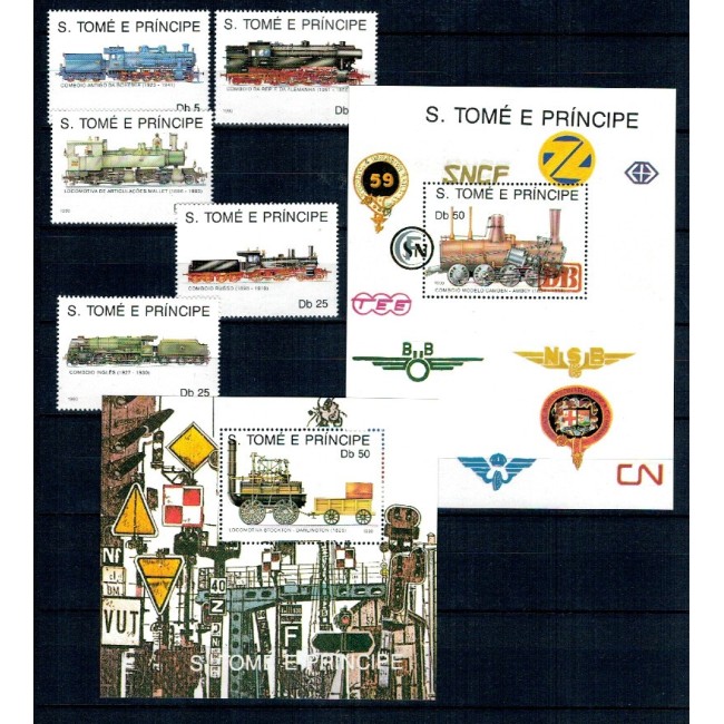 Sao Tome 1990 - Locomotive, serie si colite neuzate