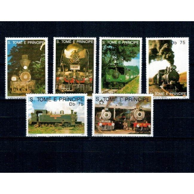 Sao Tome 1991 - Locomotive, trenuri, cai ferate, serie neuzata