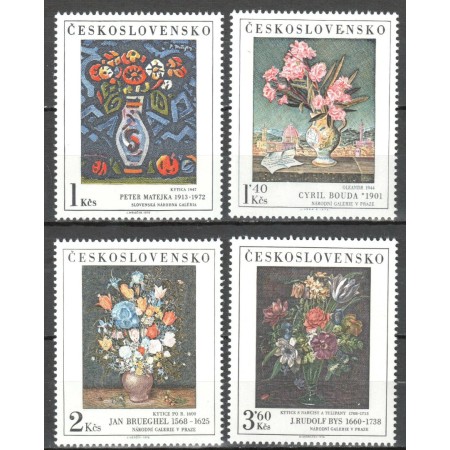 Cehoslovacia 1976 - Picturi cu flori din Galeria Naționala, arta, serie neuzata