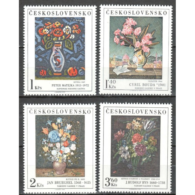 Cehoslovacia 1976 - Picturi cu flori din Galeria Naționala, arta, serie neuzata Cehoslovacia 1976 - Picturi cu flori din Galeria Naționala, arta, serie neuzata