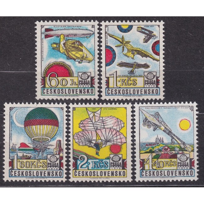 Cehoslovacia 1977 - Istoria aviației, avioane, baloane, serie neuzata Cehoslovacia 1977 - Istoria aviației, avioane, baloane, serie neuzata