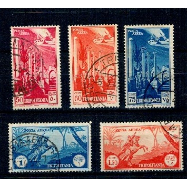 Tripolitania Italiana 1931 - Posta Aeriana, serie incompleta, stampilata Tripolitania Italiana 1931 - Posta Aeriana, serie incompleta, stampilata