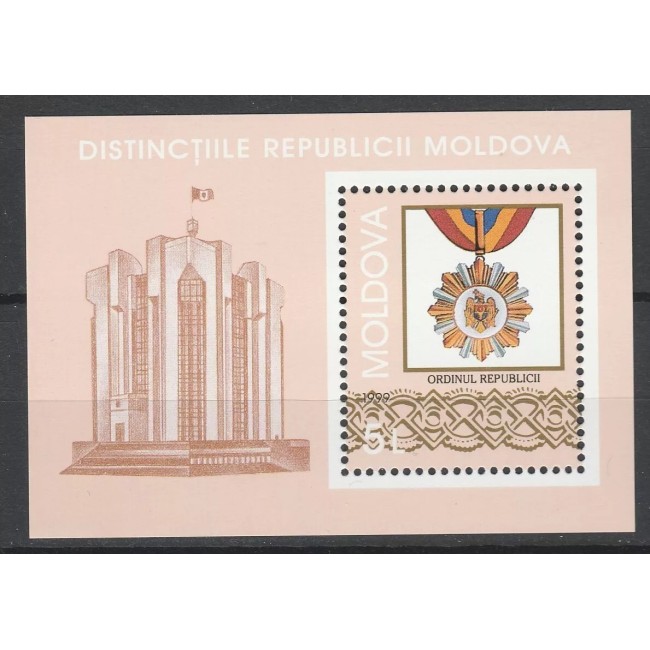 Moldova 1999 - Distincțiile Republicii Moldova, ordine, medalii, colita neuzata Moldova 1999 - Distincțiile Republicii Moldova, ordine, medalii, colita neuzata