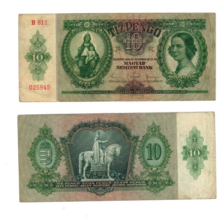 Ungaria 1936 - 10 pengo, circulata