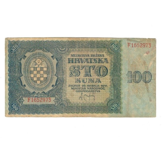 Croatia 1941 - 100 kuna, circulata