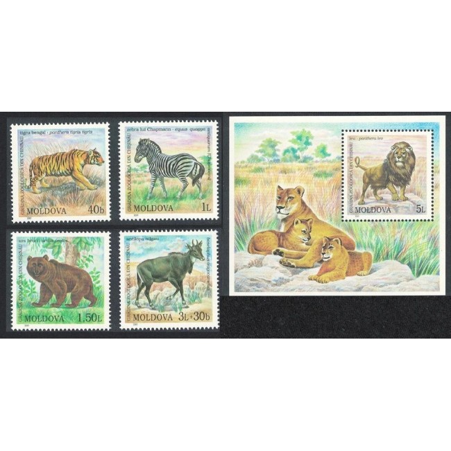 Moldova 2001 - Gradina zoologica Chisinau, animale, serie si colita neuzata Moldova 2001 - Gradina zoologica Chisinau, animale, serie si colita neuzata