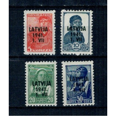 Letonia, ocupatia Germana 1941 - Supratipar pe URSS, serie neuzata incompleta Letonia, ocupatia Germana 1941 - Supratipar pe URSS, serie neuzata incompleta