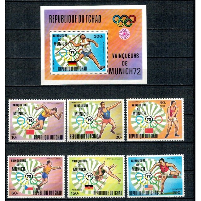 Tchad 1972 - Jocurile Olimpice, medaliați, sport, serie si colita neuzata