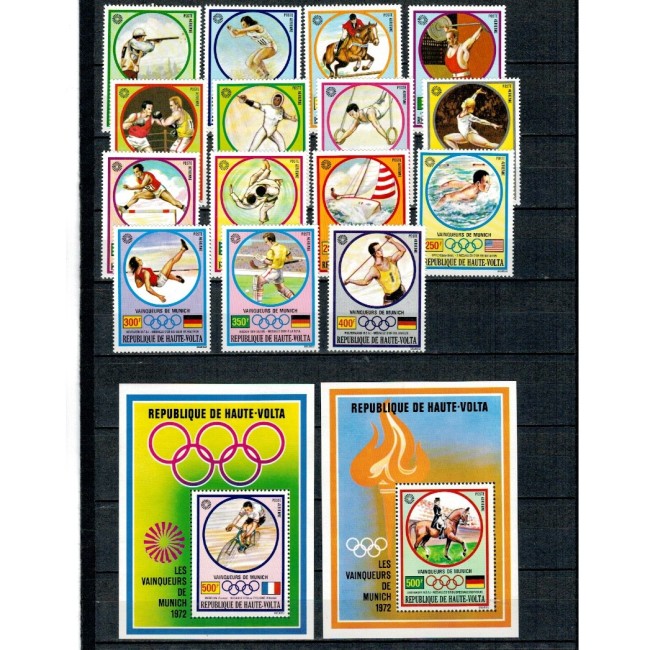 Haute Volta 1972 - Jocurile Olimpice, medaliați cu aur, serie si colite neuzate Haute Volta 1972 - Jocurile Olimpice, medaliați cu aur, serie si colite neuzate