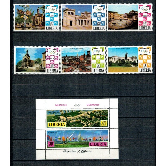 Liberia 1971 - Jocurile Olimpice Munchen, serie si colita neuzata Liberia 1971 - Jocurile Olimpice Munchen, serie si colita neuzata