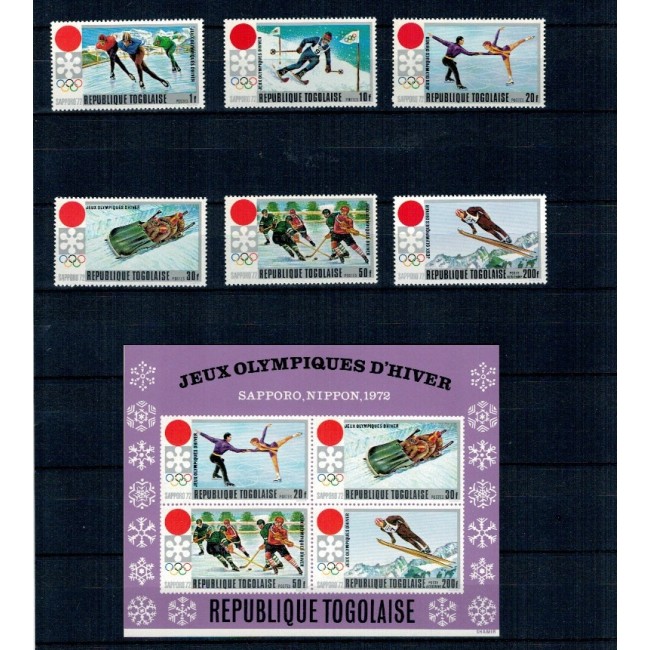 Togo 1971 - Jocurile Olimpice de iarna, serie si bloc neuzat Togo 1971 - Jocurile Olimpice de iarna, serie si bloc neuzat