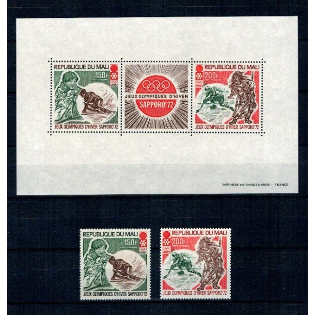 Mali 1972 - Jocurile Olimpice de iarna, serie si bloc neuzat Mali 1972 - Jocurile Olimpice de iarna, serie si bloc neuzat