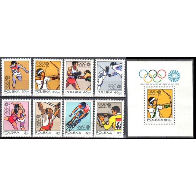 Polonia 1972 - Jocurile Olimpice, sport, serie si colita neuzata