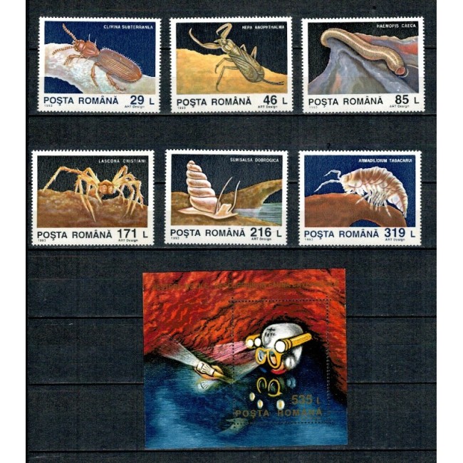 1993 - Fauna cavernicola, Peștera Movile, serie si colita neuzata 1993 - Fauna cavernicola, Peștera Movile, serie si colita neuzata
