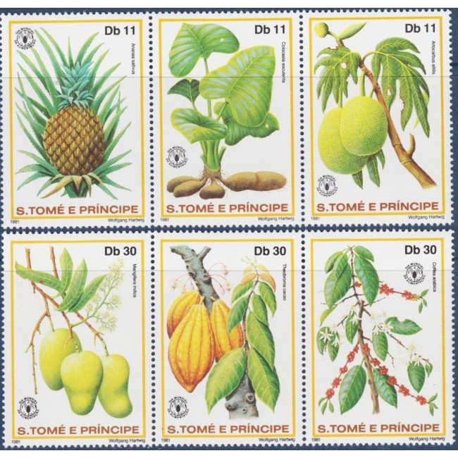 Sao Tome 1981 - Fructe, serie dantelata neuzata Sao Tome 1981 - Fructe, serie dantelata neuzata