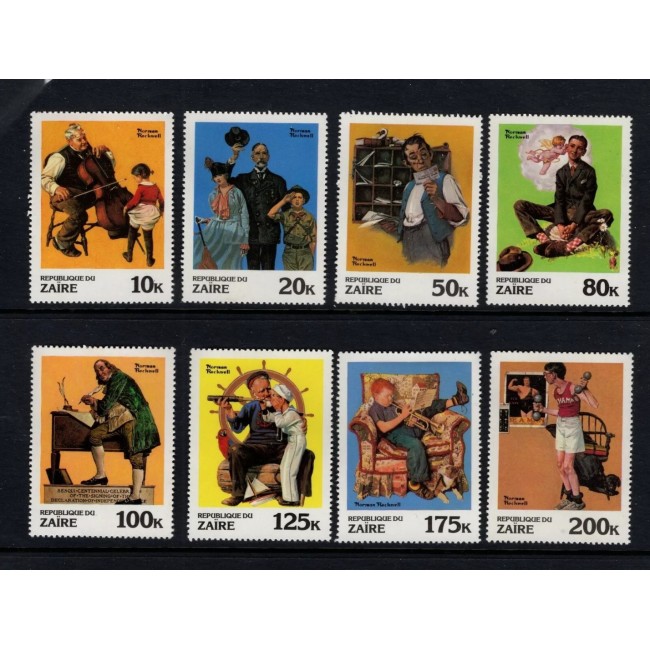 Zaire 1981 - Picturi Norman Rockwell, arta, serie neuzata