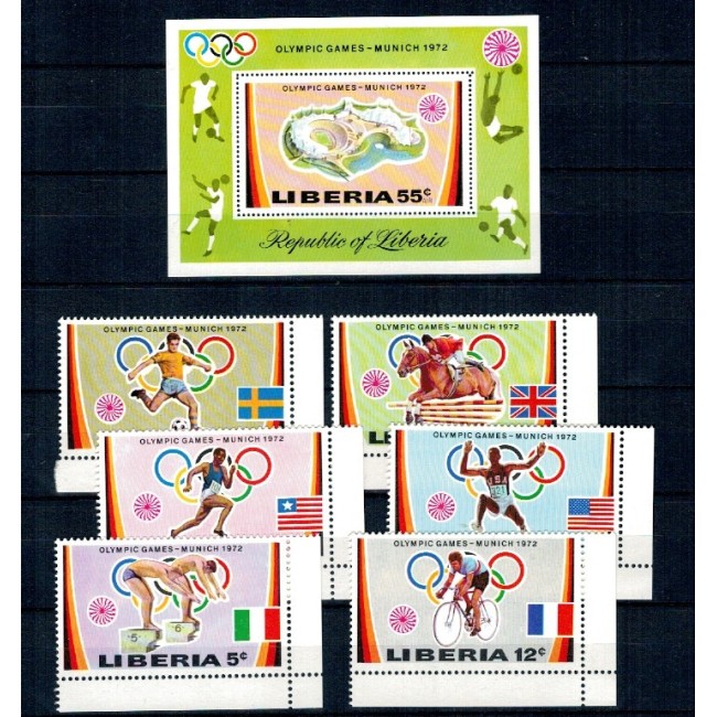 Liberia 1972 - Jocurile Olimpice, sport, serie si colita neuzata