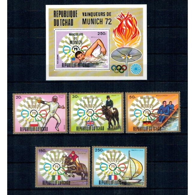 Tchad 1972 - Jocurile Olimpice, sport, medaliați, serie si colita neuzata
