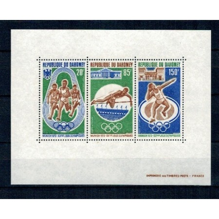 Benin (Dahomey) 1972 - Jocurile Olimpice Munchen, sport, bloc neuzat Benin (Dahomey) 1972 - Jocurile Olimpice Munchen, sport, bloc neuzat
