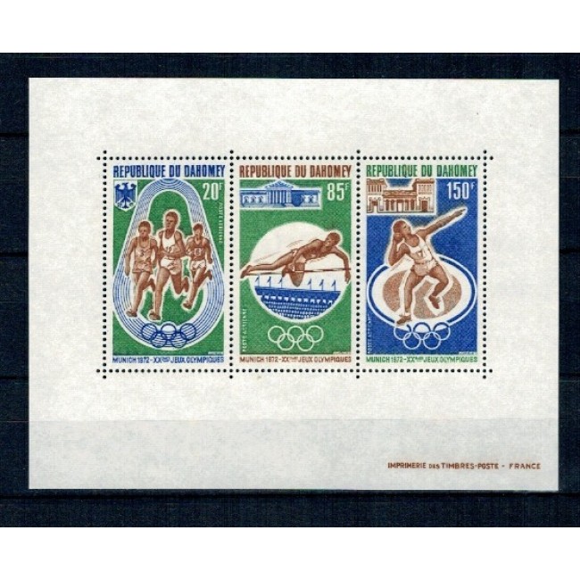Benin (Dahomey) 1972 - Jocurile Olimpice Munchen, sport, bloc neuzat Benin (Dahomey) 1972 - Jocurile Olimpice Munchen, sport, bloc neuzat