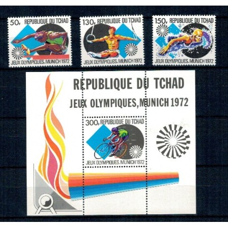 Tchad 1972 - Jocurile Olimpice, sport, serie si colita neuzata Tchad 1972 - Jocurile Olimpice, sport, serie si colita neuzata