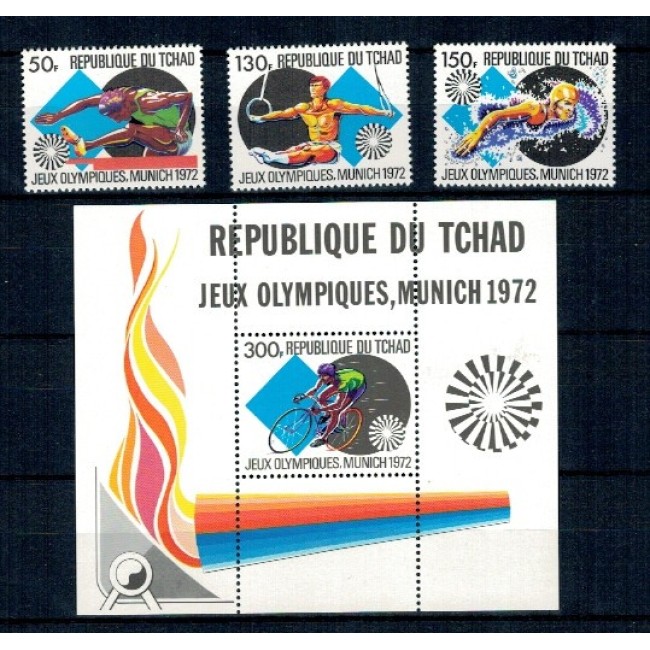 Tchad 1972 - Jocurile Olimpice, sport, serie si colita neuzata