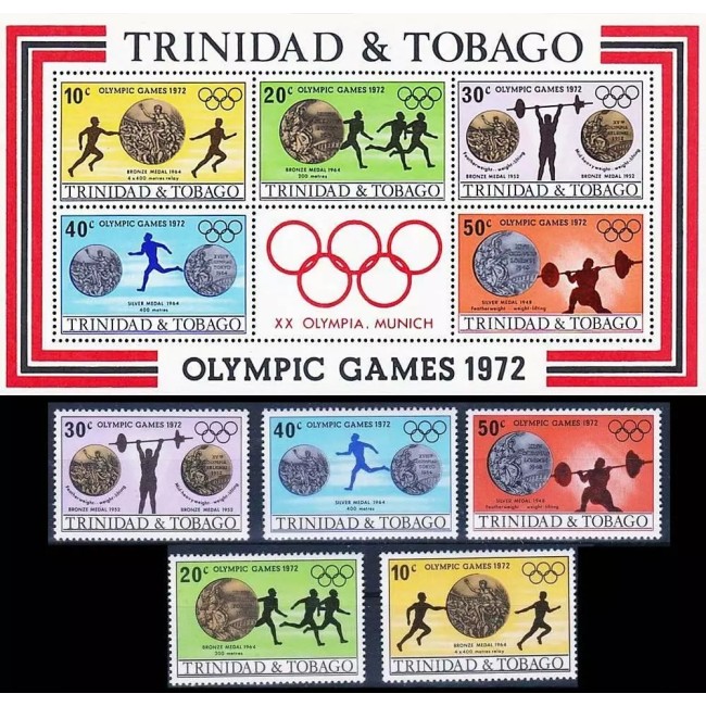 Trinidad Tobago 1972 - Jocurile Olimpice, sport, serie si bloc neuzat Trinidad Tobago 1972 - Jocurile Olimpice, sport, serie si bloc neuzat