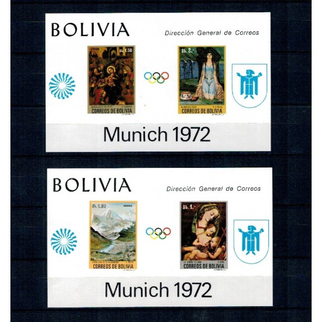 Bolivia 1972 - Jocurile Olimpice, arta, serie blocuri neuzate, cota mare