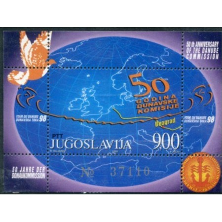 Iugoslavia 1998 - Comisia Dunării, navigație, colita neuzata Iugoslavia 1998 - Comisia Dunării, navigație, colita neuzata