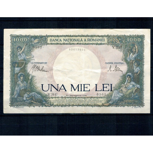 Romania 1941, 10 sept. - 1000 lei, circulata Romania 1941, 10 sept. - 1000 lei, circulata