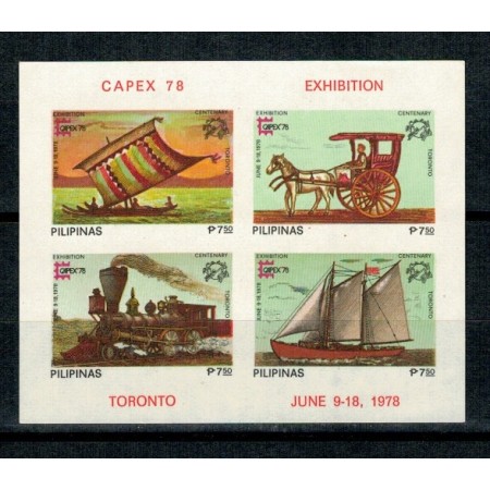 Filipine 1978 - Expo Capex, transport, tren, vapor, bloc nedantelat neuzat Filipine 1978 - Expo Capex, transport, tren, vapor, bloc nedantelat neuzat