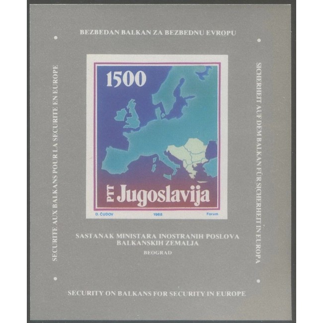 Iugoslavia 1988 - Conferința miniștrilor de externe, harta, colita neuzata
