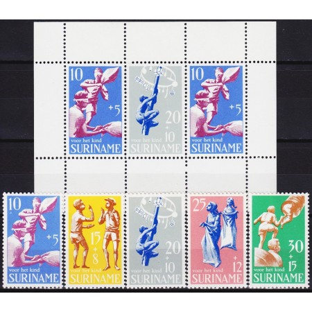 Suriname 1969 - Copii, jocuri, serie si bloc neuzat Suriname 1969 - Copii, jocuri, serie si bloc neuzat