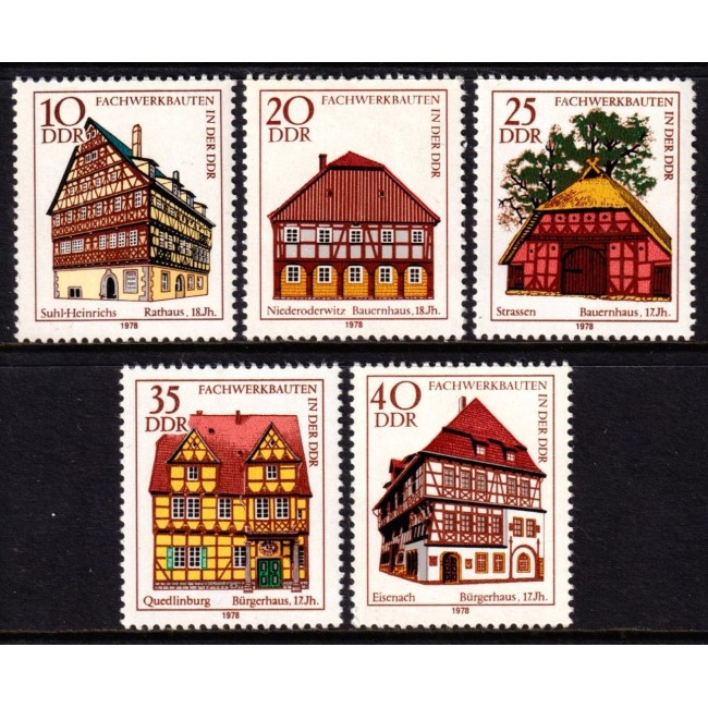 DDR 1978 - Clădiri vechi, arhitectura, serie neuzata