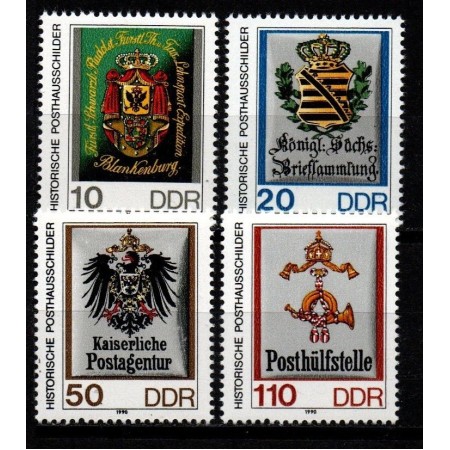 DDR 1990 - Embleme poștale, steme, format mic, serie neuzata DDR 1990 - Embleme poștale, steme, format mic, serie neuzata