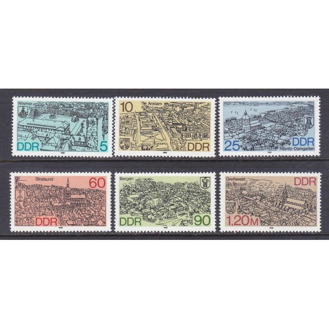 DDR 1988 - Orașe, harți, serie neuzata