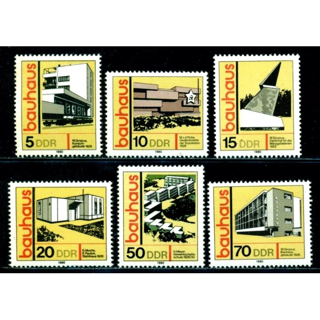 DDR 1980 - Arhitectura Bauhaus, clădiri, serie neuzata DDR 1980 - Arhitectura Bauhaus, clădiri, serie neuzata