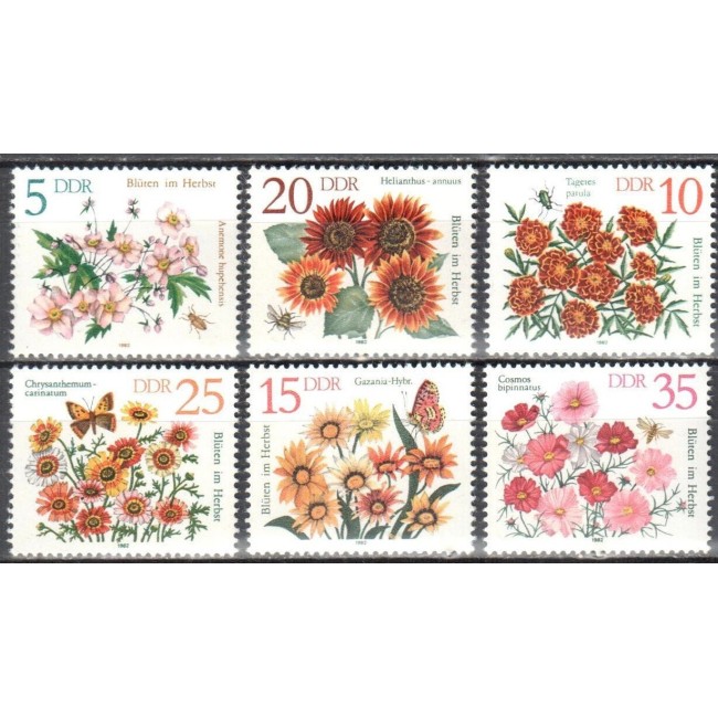 DDR 1982 - Flori de toamna, serie neuzata DDR 1982 - Flori de toamna, serie neuzata