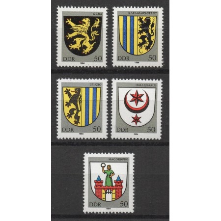 DDR 1984 - Steme de orașe, heraldica, serie neuzata DDR 1984 - Steme de orașe, heraldica, serie neuzata